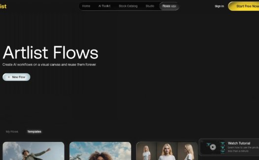 Artlist Flows:可视化AI工作流创作工具,提供可视化画布