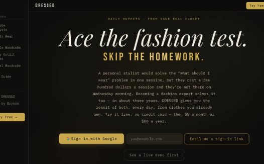 DRESSED:基于AI的个人衣橱搭配与造型助手,自动生成个性化穿搭建议