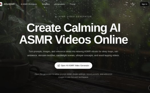 AIforASMR:在线AI ASMR视频生成器,将提示词、图片和参考想法转化为ASMR视频