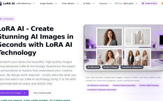 LoRA AI:AI图像与视频生成及模型训练平台,提供图像生成、视频创作及自定义模型训练功能