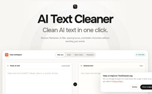 TextCleaner:AI文本清理工具:一键去除AI生成内容的格式杂质