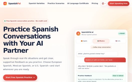 SpanishPal：AI驱动的西班牙语对话练习平台，提升西班牙语口语能力