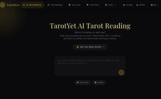 TarotYet：AI 塔罗解读工具，提供精准的塔罗牌解读、是非占卜及实时心理咨询