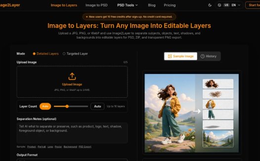 Image2Layer：一款可编辑分层文件的AI工具，将图片转化为PSD或透明PNG格式