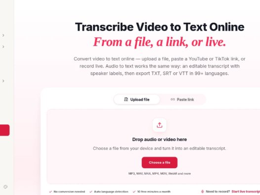 ScribeTo:在线视频转文字与AI编辑工具,支持多语言识别、AI摘要、字幕编辑及多种格式导出