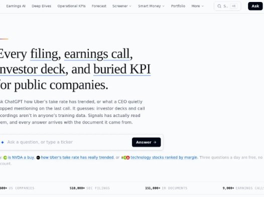 Signals：AI驱动的股票研究与公司情报平台，实现高效的股票研究与投资组合监控