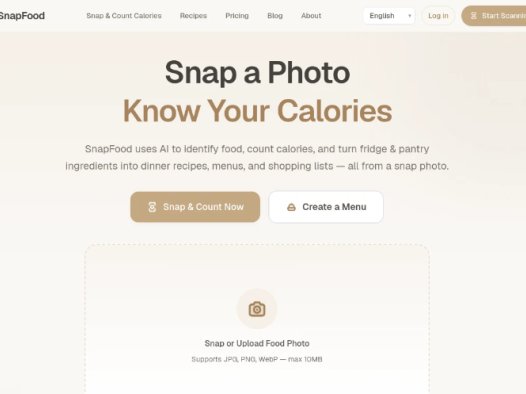 Snapfood:AI 拍照识别食物热量与营养分析工具,快速估算热量、蛋白质、碳水化合物及脂肪等营养成分