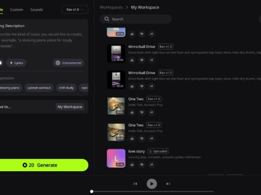 RaoMusic：AI 歌曲生成工具，自动生成包含人声、乐器及专业混音的原创音乐作品