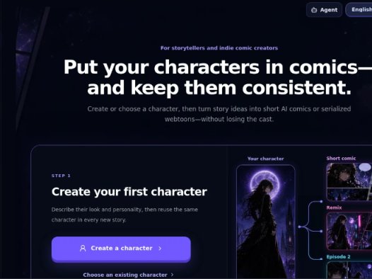 StarVeil：AI漫画角色生成与连载创作工具，创建原创角色并用于短篇漫画及连载作品
