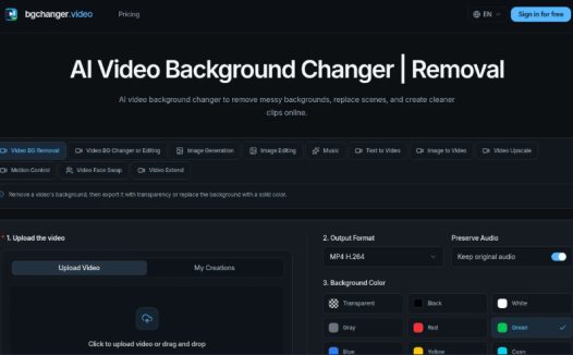 bgchanger.video：在线视频背景移除与替换工具，利用AI技术自动移除视频背景