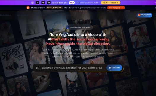 AudioVideo:音频转视频AI生成工具,利用AI将播客、语音或音乐转化为视频